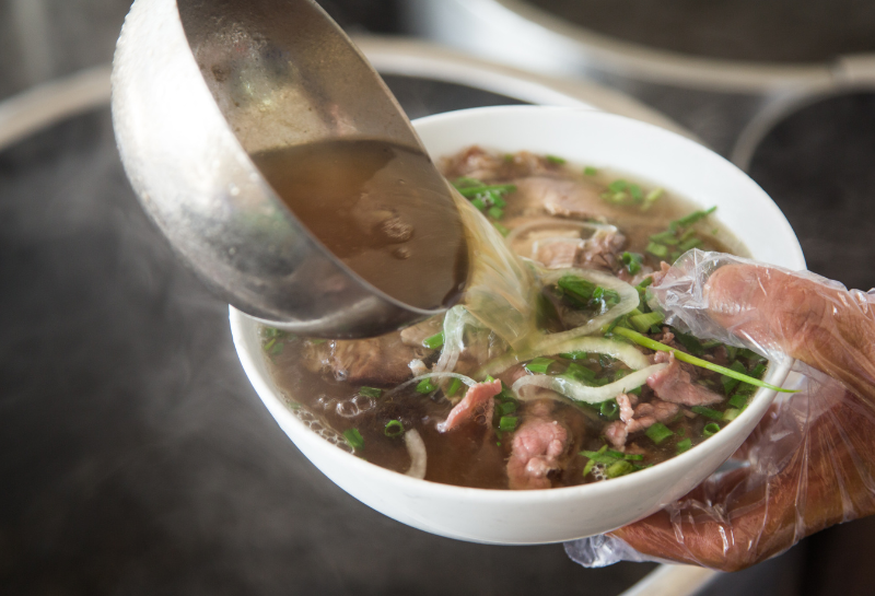 Vietnamese noodle soups - Beef Pho final step