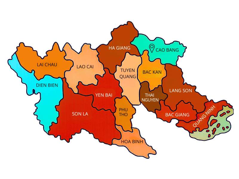 Cao Bang Province - Vietnam 63 provinces old map